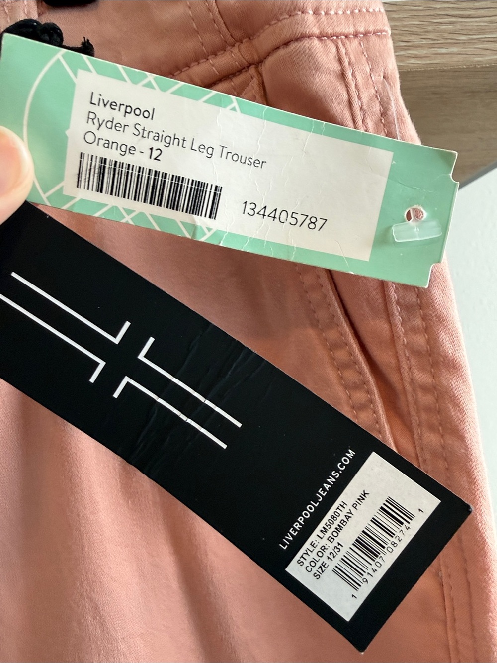 NWT Liverpool High-Rise Ryder Straight Leg Bombay Pink Trouser Pants, 12/ 31 - Picture 4 of 9